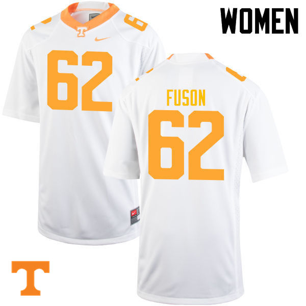 Women #62 Clyde Fuson Tennessee Volunteers College Football Jerseys-White